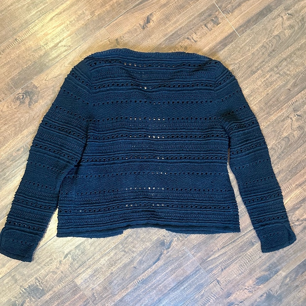 Zara Knit Tassel Crochet Black Cardigan Sz- M - Picture 6 of 7